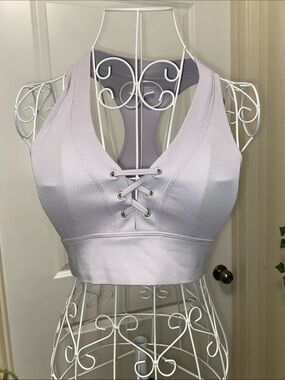 Lace-Up Racerback Sports Bralette - Light Lavender